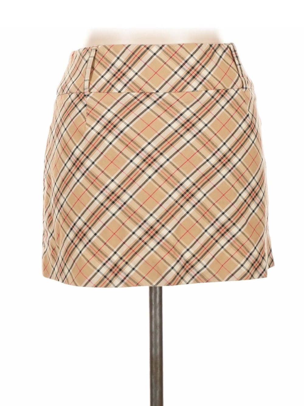 Arden B Beige 61% Cotton Plaid Mini Skirt